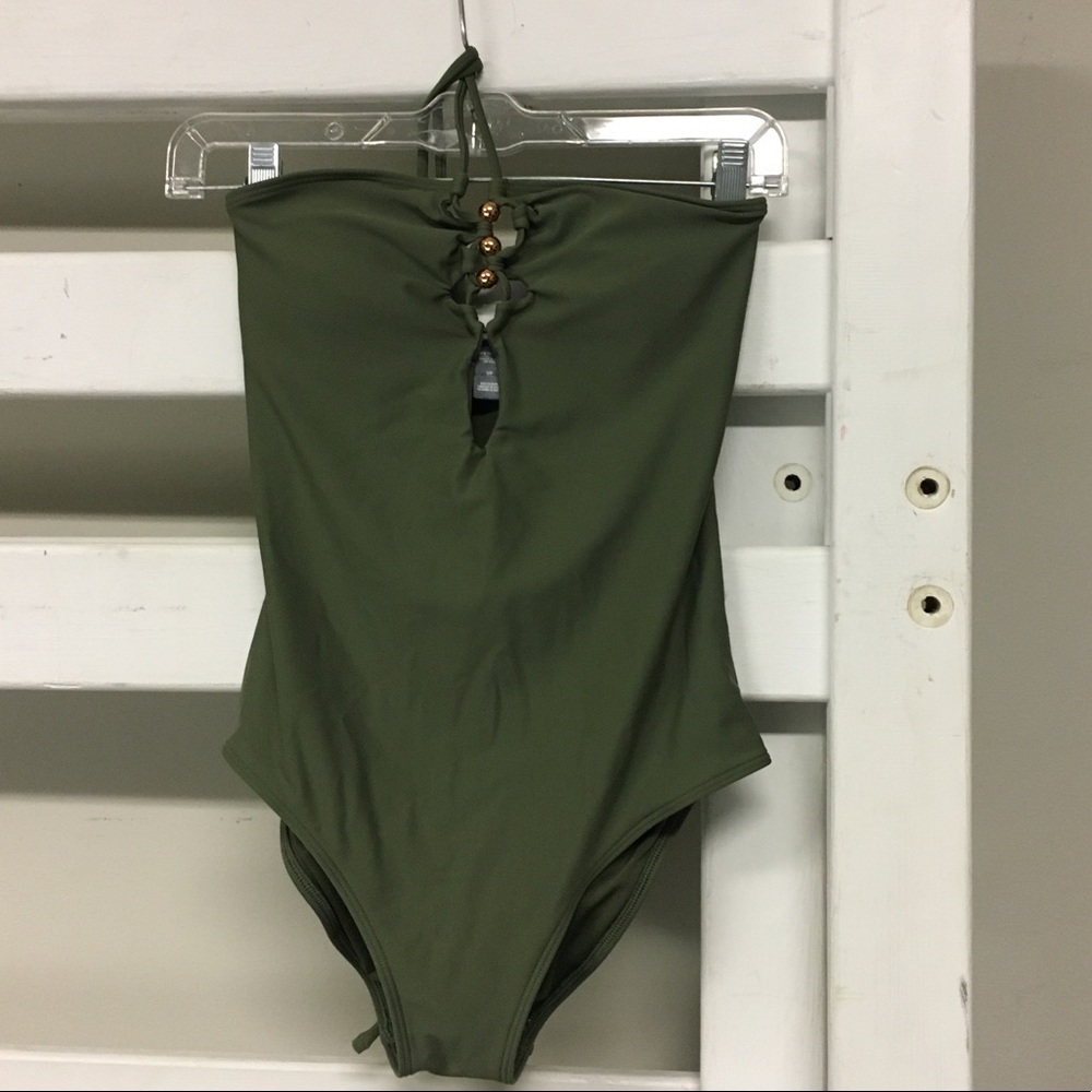 Aerie army green one piece bathing suit.
